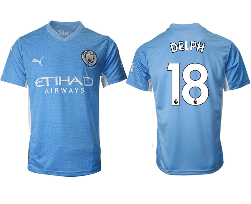 Men 2021-2022 Club Manchester city home aaa version blue #18 Soccer Jersey